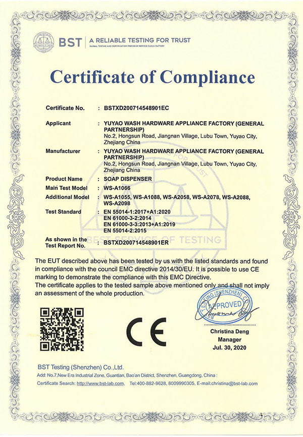 Dispensador automático de jabón Certificado CE