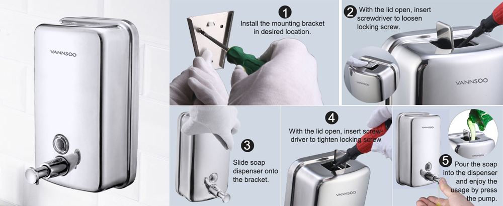 Cómo instalar el dispensador de jabón de manos de acero inoxidable en la pared