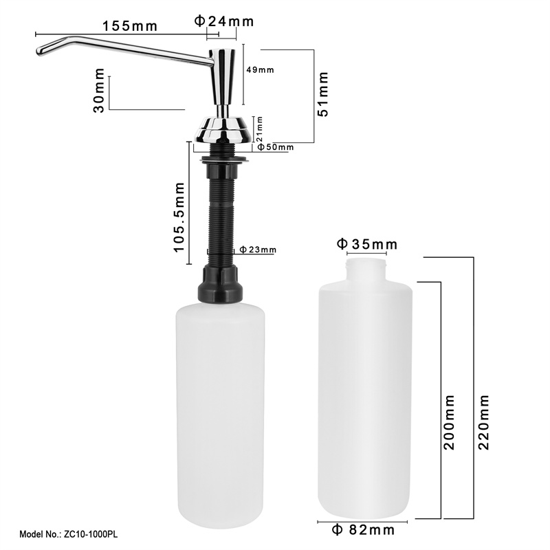 Built-In Countertop Dish Soap Dispenser Chrome