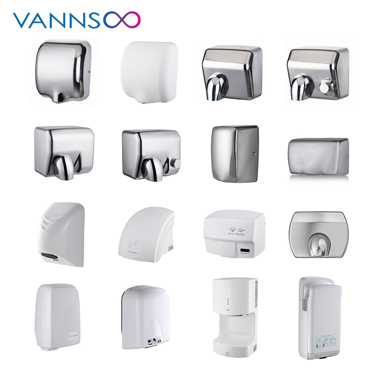 Secadores de manos comerciales VANNSOO: Secadores de manos con sensor de plástico y acero inoxidable para todo tipo de baños.